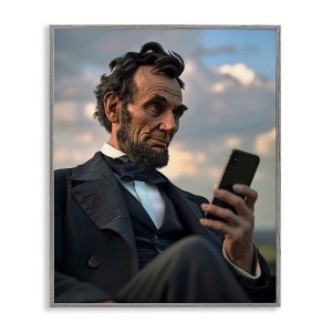 Stupell Industries Abe Lincoln with Cellphone Black Framed Giclee Art - 1 of 4