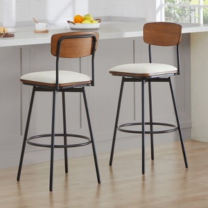 Spruce&Spring Swivel Barstool with Metal Legs Set - 1 of 4