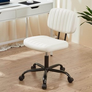 GlasFlength Adjustable Seating Sets with Armless, Small low back Office Chair Design, for more Small Spaces, White, 24.21"*24.21"*34.25" - 1 of 4