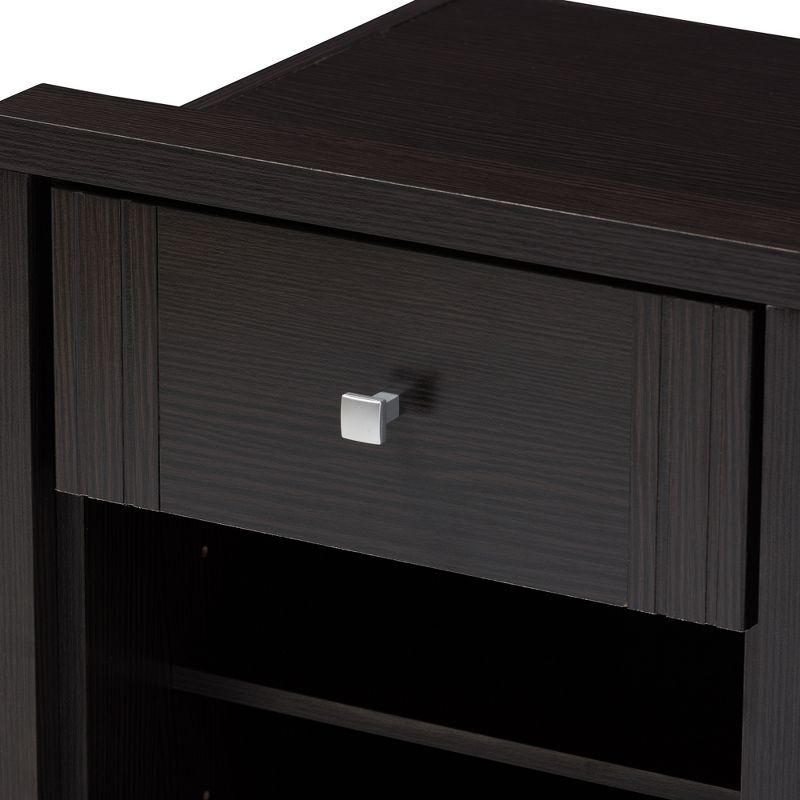 Danette Modern and Contemporary Finished 1 Drawer Nightstand Dark Brown - Baxton Studio, 6 of 11