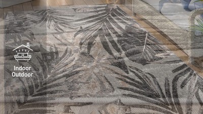 Tropical Floral Leaves Multi 5' x 7' Flat Woven Area Rug