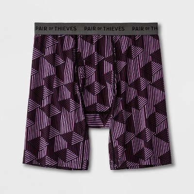 Pair Of Thieves Men's Super Fit V Lined Diamond Boxer Briefs - Purple/black  S : Target