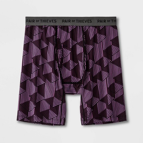 Pair Of Thieves Men's Super Fit V Lined Diamond Boxer Briefs - Purple/black  Xl : Target