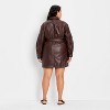 Women's Long Sleeve Faux Leather Mini Shirtdress - Future Collective Brown - 2 of 3