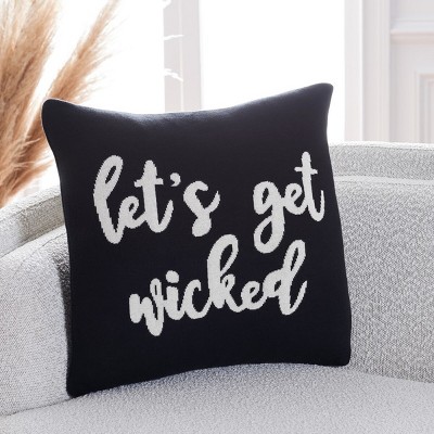 Let's Get Wicked Black Cotton 19-inch Square Halloween Pillow