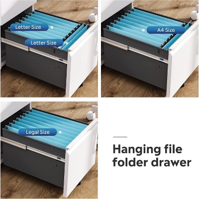 White Mobile 2-Drawer Lockable Steel File Cabinet