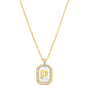 Adornia 14k Gold Plated White Mother-of-Pearl Initial Tablet Necklace - 1 of 3