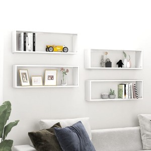 vidaXL Wall Cube Shelves 4 pcs White 31.5 in.x5.9 in.x10.4 in. Engineered Wood - 1 of 4