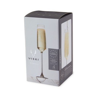 Julien 5.75oz Clear Crystal Champagne Flute Glasses Set of 4