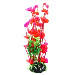 Unique Bargains Artificial Plants Aquarium Aquascaping Tank Decor 20cm High Red Green - 1 of 3