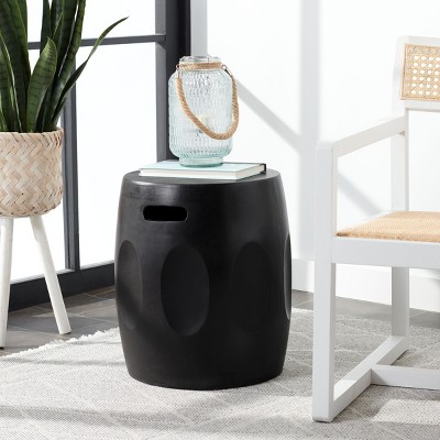 Zuri Modern Black Concrete Round Accent Table for Indoor/Outdoor