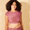Women's Cap Sleeve Cropped Rash Guard - Wild Fable™ Pink/Brown Wave Print - 4 of 4