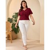 Clearlove Plus Size Shirt for Women Summer Tunic Top Casual Pleated Button Up T-Shirt - 4 of 4