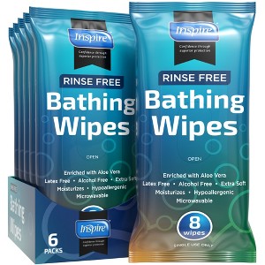 Inspire Rinse Free Body Wash Wipes | Bathing Wipes, Shower Wipes | Extra Large Adult Wipes With Aloe | Cleansing Adult Wipes | Body Wipes - 1 of 4
