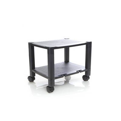 Black Adjustable Height Mobile Printer Cart with 3 Shelves