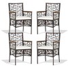 Costway 4pcs PE Wicker Patio Bistro Chairs Acacia Wood Armrests w/ Cushions Outdoor - 3 of 4