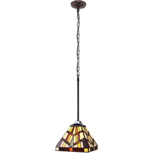 Chloe Lighting Vincent Mission Tiffany-Style Blackish Bronze 1 Light Mini-Pendant 8 Inch Wide - 1 of 4