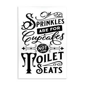 Stupell Industries Humorous Bathroom Toilet Seat Phrase Vintage Typography Wall Plaque Art - 1 of 4