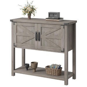 31.5" Farmhouse Console Table – 2-Door Entryway Sofa Table with Open Shelf  for Living Room/Kitchen/Bedroom - 1 of 4