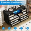 TROPOW Rattan Dresser for Bedroom with 6 Drawers, Natural Wood Durable Dressers & Chests of Drawers with LED Light and Charging Station, TV Stand - 3 of 4