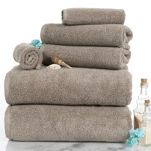Hastings Home 100% Cotton Absorbent Towel Set - Taupe, 6 Pieces - 1 of 4