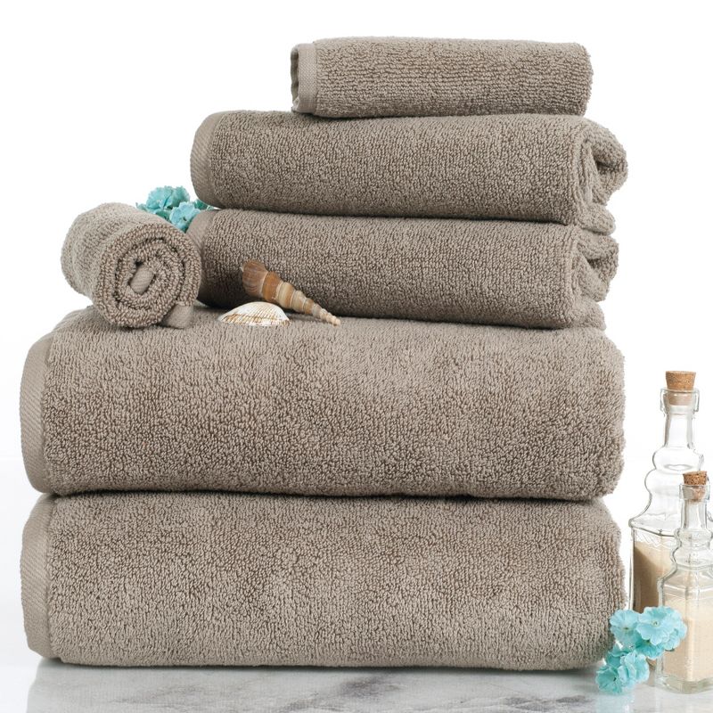 Hastings Home 100% Cotton Absorbent Towel Set - Taupe, 6 Pieces, 1 of 7