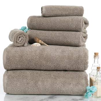 Hastings Home 100% Cotton Absorbent Towel Set - Taupe, 6 Pieces