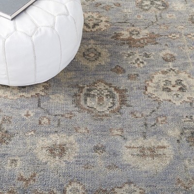 Gray Hand-Knotted Wool Oriental Area Rug