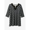 Woman Within Plus Size Contrast Notch-Neck Three-Quarter Sleeve Knit Tunic - 3 of 4