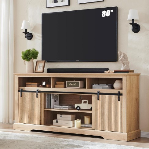 Sincido 70" Tv Stand For 80 Inch Tvs With Sliding Door & Adjustable ...