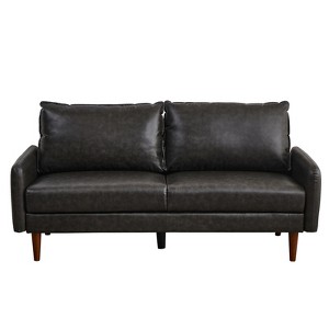 Modern Sofa Leather Couch with Wooden Legs for Living Room Office - 1 of 4