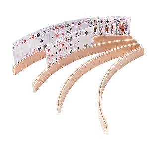 GSE 12.5"/17.5" Set of 4 Playing Cards Holders, Wooden Curved Playing Card Racks for Kids, Adults and Seniors - 1 of 4