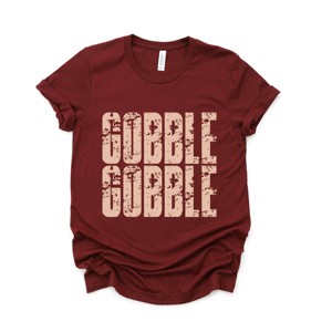 Gobble Gobble Block Distressed - Women's Short Sleeve Graphic T-Shirt - 1 of 4