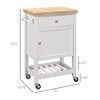 Kitchen Island on Wheels, Rolling Kitchen Cart with Rubberwood Top, Drawer, Wine Rack and Cabinet - 3 of 4