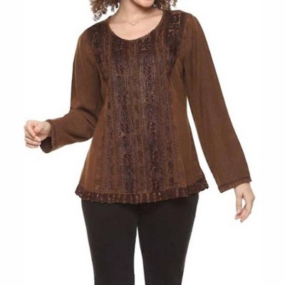 Women's Tippy Tonal Embroidery Top - Parsley & Sage