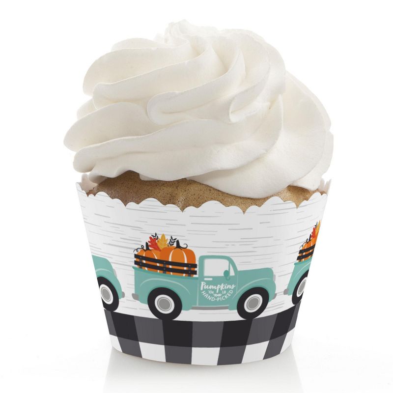 Big Dot of Happiness Happy Fall Truck - Harvest Pumpkin Party Decorations - Party Cupcake Wrappers - Set of 12, 1 of 5