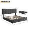 Bed Frame with Adjustable Headboard & 4 Storage Drawers, Velvet Upholstered Platform Bed with Wood Slats No Box Spring Needed, Grey - 2 of 4