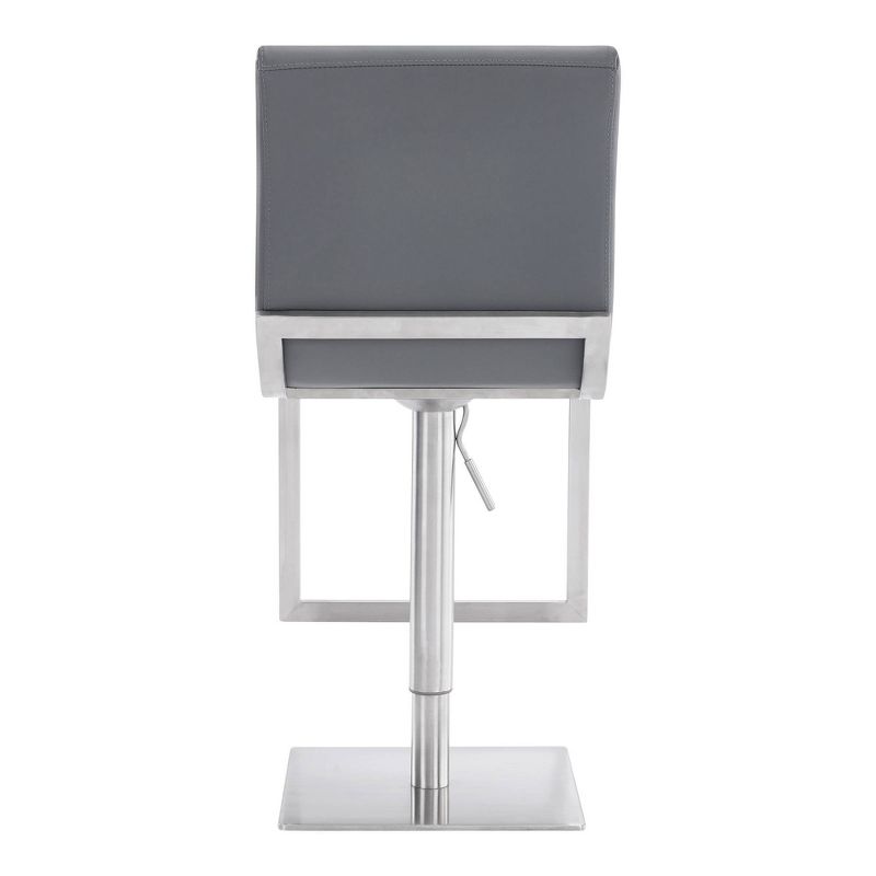 Victory Adjustable Faux Leather/Stainless Steel Barstool Gray - Armen Living, 6 of 10