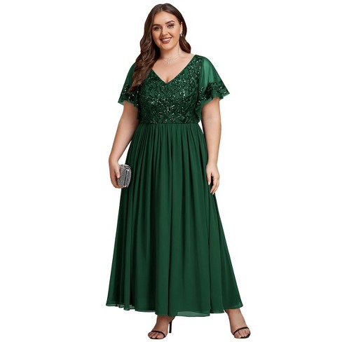 Dark Green Mother Of Bride Formal Dress With Leaf sequined Em01583 22 Target