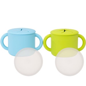 WeeSprout Snack Containers, Food Grade Silicone Cups, Spill-Proof Tops for Toddlers & Babies, Set of 2 Snack Catchers - 1 of 4
