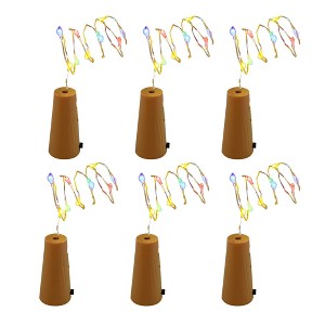 LumaBase Battery-Operated Cork with Fairy String Lights, Multicolor - Set of 6 - 1 of 4