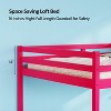 VINGLI 47'' Tall Junior Low Loft Bed with Stairs, Solid Wood Bed Frame Twin Size Princess, Pink - 2 of 4