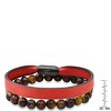 Steeltime Men's 2pc set genuine tiger eye beaded bracelet and genuine red leather & black ip stainless steel bracelet - 3 of 4