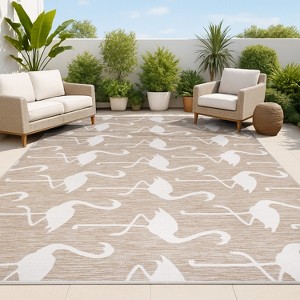 JONATHAN Y Liana Casual Coastal Flamingos Two-Tone Indoor/Outdoor Area Rug - 1 of 4