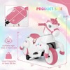 Costway 12V Kids Ride on Unicorn Toy w/ Training Wheels Music One-button Start Horse Toy - 3 of 4