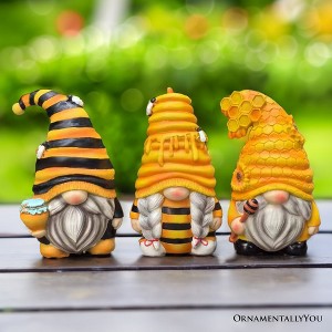 Buzzy Trio Set of Three Bumble Bee Gnome Figurines, 6" Tiered Tray Home or Garden Decoration| OrnamentallyYou - 1 of 4