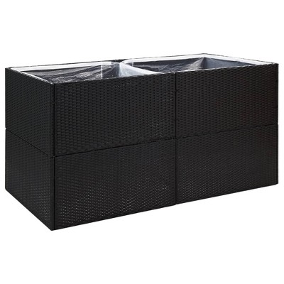 Large Black Poly Rattan Outdoor Garden Planter