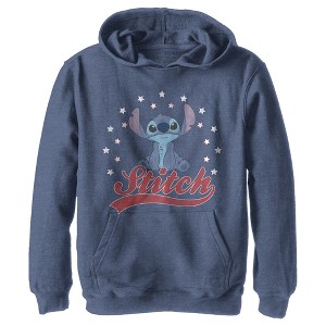 Boy's Lilo & Stitch Red, White, and Blue Stars Pull Over Hoodie - 1 of 4