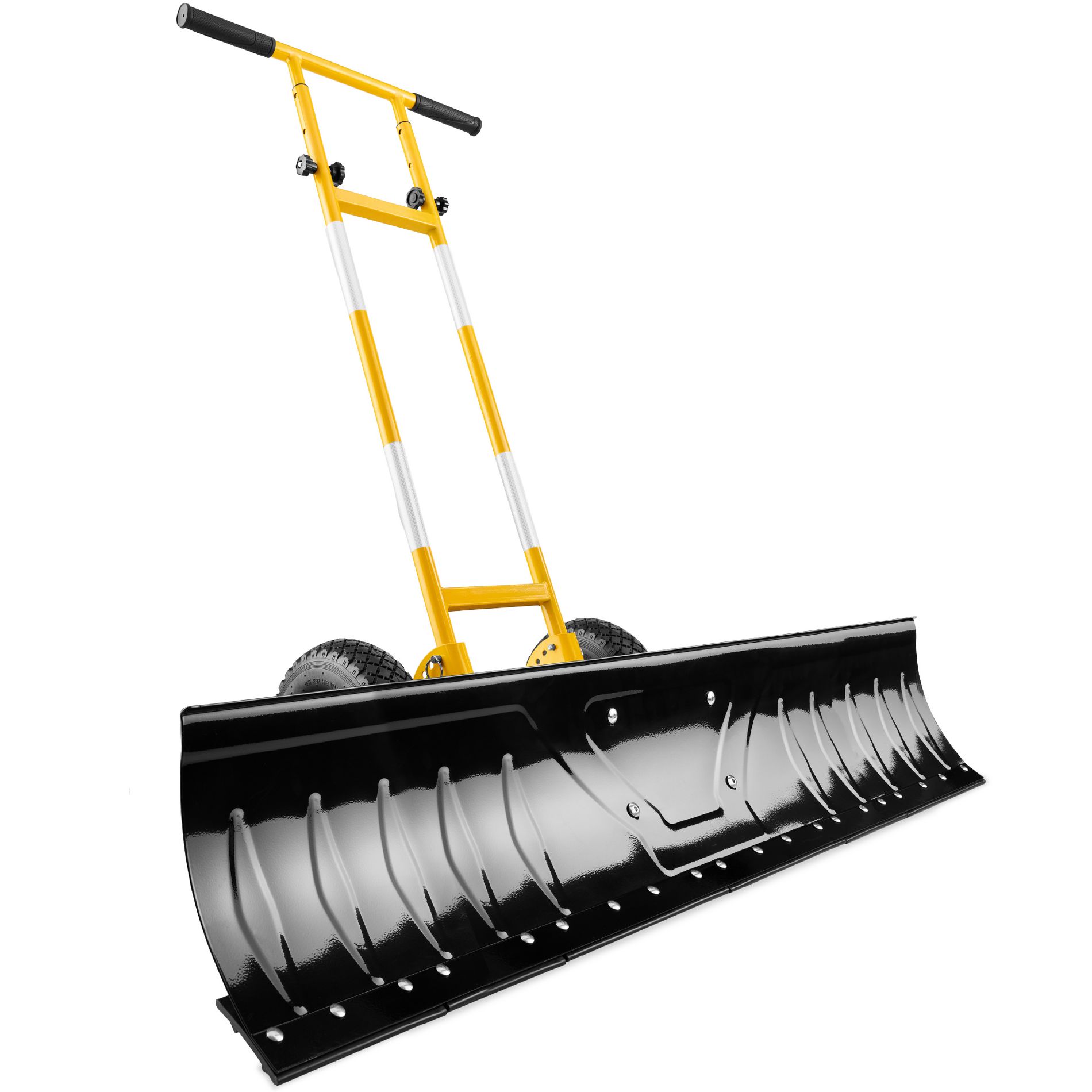 Best Choice Products 36in or 48in Hand Snow Pusher with 2 Wheels, Adjustable Handle, Blade Angle, and Reflective Tape