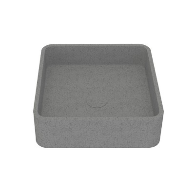 CASAINC 15'' Square Concrete Bathroom Vessel Sink with Pop-Up Drain, Mottled Bluish Grey